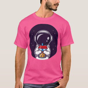 Camiseta Astronauta Bonito Esfregando Chá Boba Milk