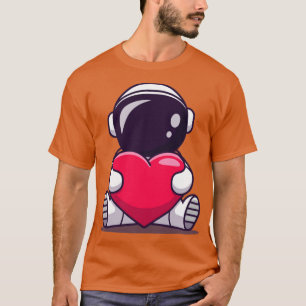 Camiseta Astronauta Bonito Fazendo Amor Cardíaco