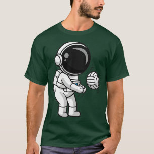 Camiseta Astronauta Bonito Tocando Cartoon de Volley Ball