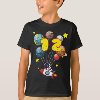 Camiseta Astronauta Boy 12 Birthday Oferece Crianças De 12