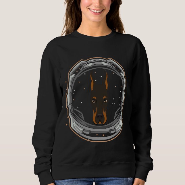 Camiseta Astronauta Cachorro Doberman Cute No Espaço (Frente)