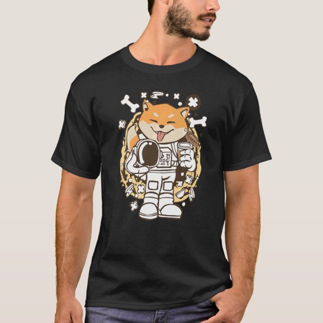 Camiseta Astronauta Canina Shiba Inu Para O Espaço Exterior (Frente)