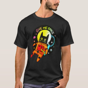 Camiseta Astronauta Cat Me Dá Espaço Vintage Galáxia de Ciê