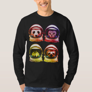 Camiseta Astronauta Cat Sloth Panda Wolf Space Para Homens