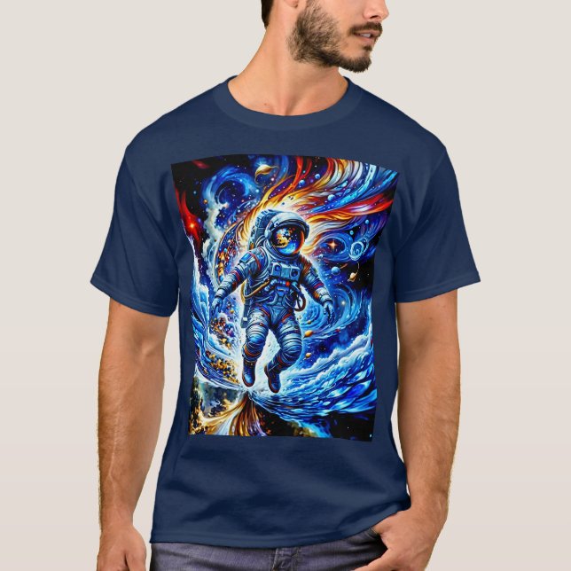Camiseta Astronauta Colorido Aproveitando Espaço (Frente)