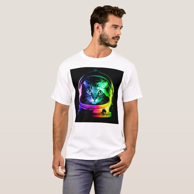 Camiseta Astronauta colorido de gatos (Frente Completa)
