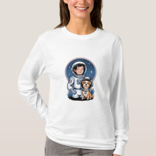 Camiseta Astronauta com animal de estimação (como um cão nu