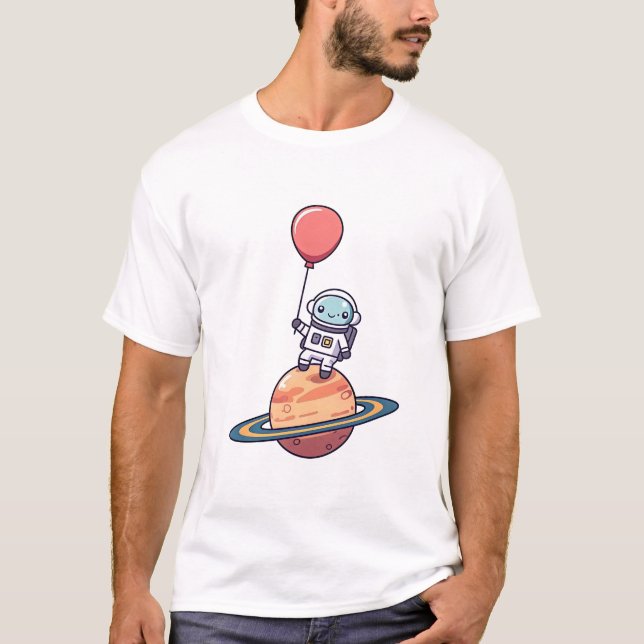 Camiseta Astronauta com Aventura de Balão (Frente)