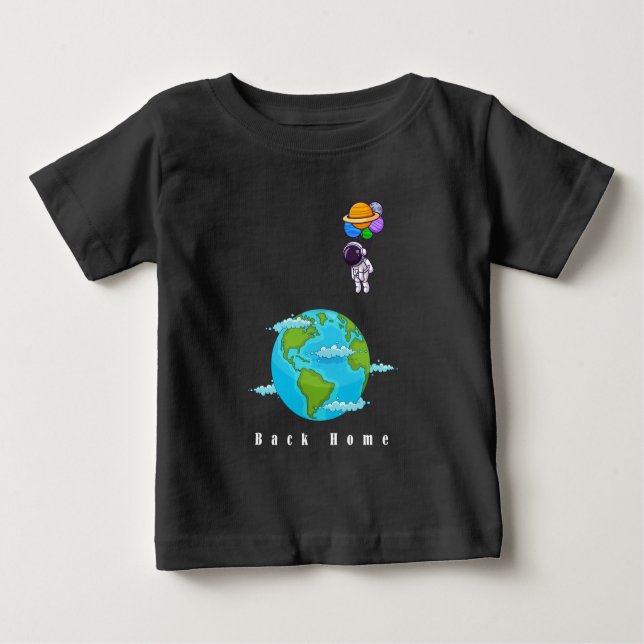 Camiseta astronauta com balões aterrando terra (Frente)