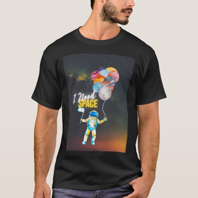 Camiseta Astronauta Com Balões Preciso Do Introdutor Espaci (Frente)