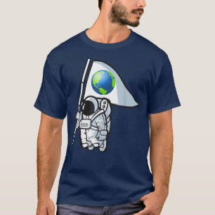 Camiseta Astronauta Com Bandeira Do Planeta Terra