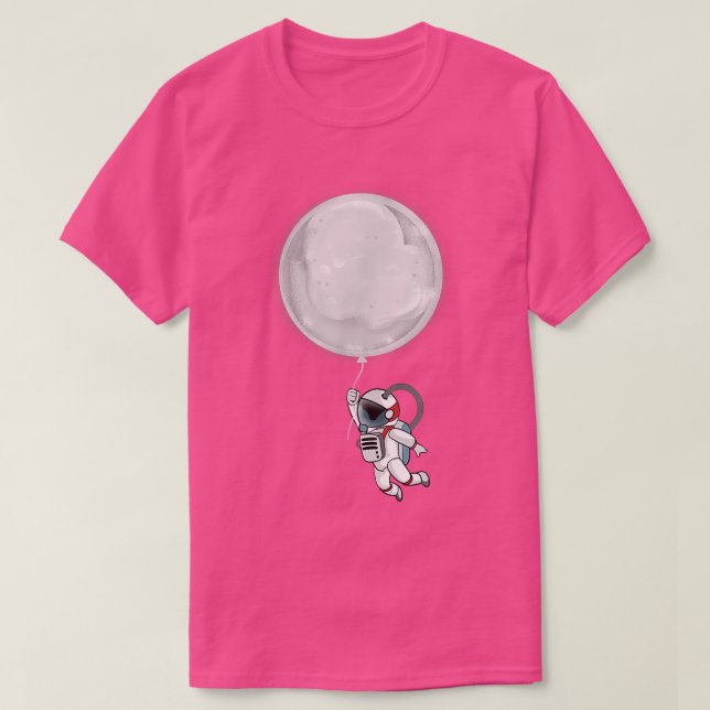 Camiseta Astronauta Com Camisa-T Do Balão-Lua (Frente do Design)