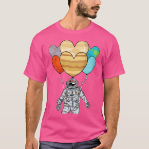 Camiseta Astronauta com planeta de sistema solar de balão