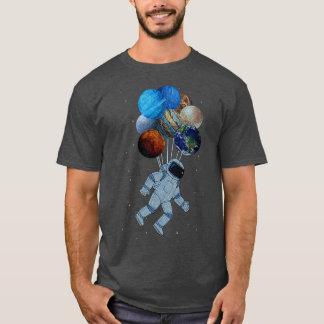 Camiseta Astronauta Com Sistema Planeta Solar Espaço Balão 