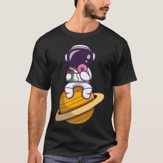 Camiseta Astronauta Comendo Noz E Segurando Xícara De Café 