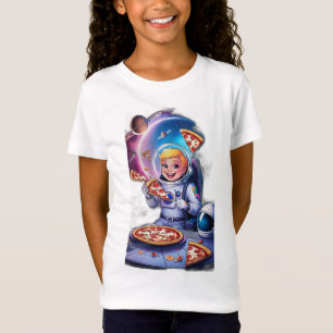 Camiseta Astronauta comendo pizza no espaço.