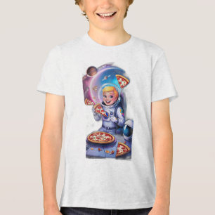 Camiseta Astronauta comendo pizza no espaço.