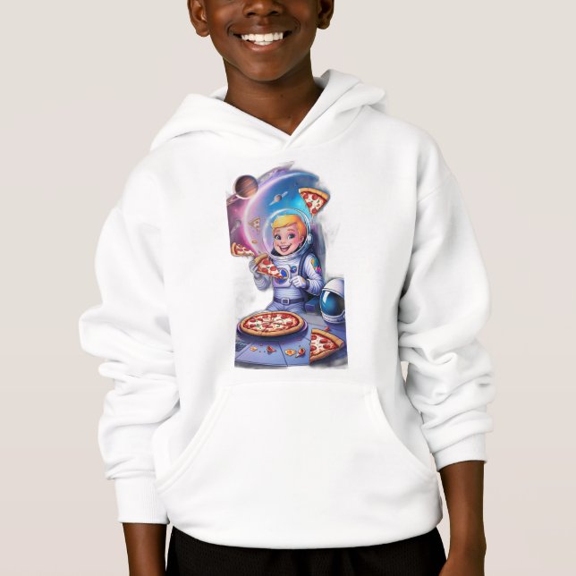 Camiseta Astronauta comendo pizza no espaço. (Frente)