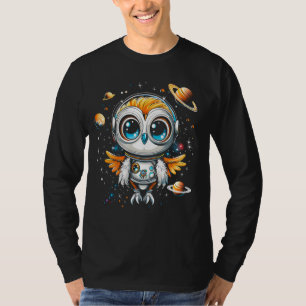 Camiseta Astronauta Coruja Galáxia Espacial Explorer Planet