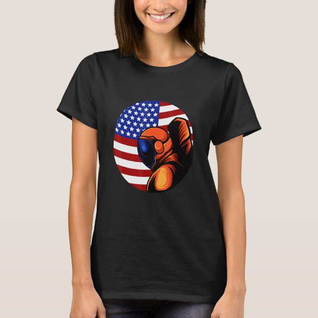 Camiseta Astronauta Cosmonaut EUA Flag Space Roc (Frente)