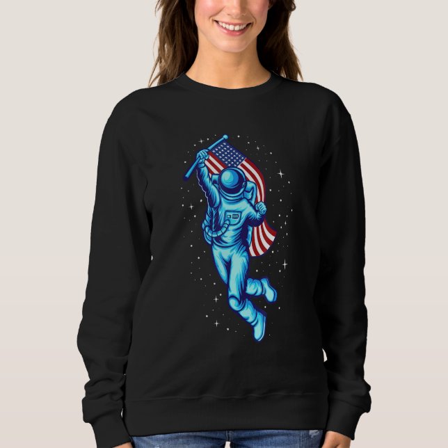Camiseta Astronauta Cosmonaut Space EUA Flag Rocket Shi (Frente)