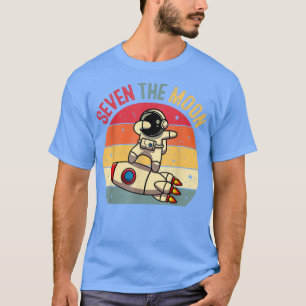 Camiseta Astronauta Cuta Vintage Sete a 7 da Lua Aniversári