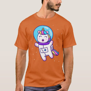 Camiseta Astronauta Cute Do Unicórnio Flutuando Em Cartoon