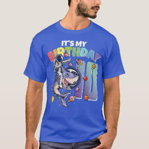Camiseta Astronauta da Garota do 10º Aniversário do Tubarão