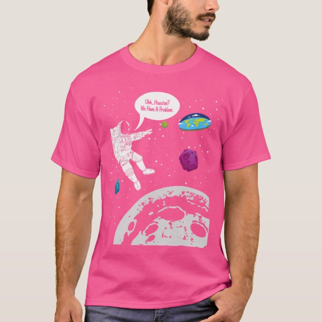 Camiseta Astronauta da Lua Engraçado Terra Plana (Frente)