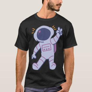 Camiseta Astronauta Dando Sinal de Paz
