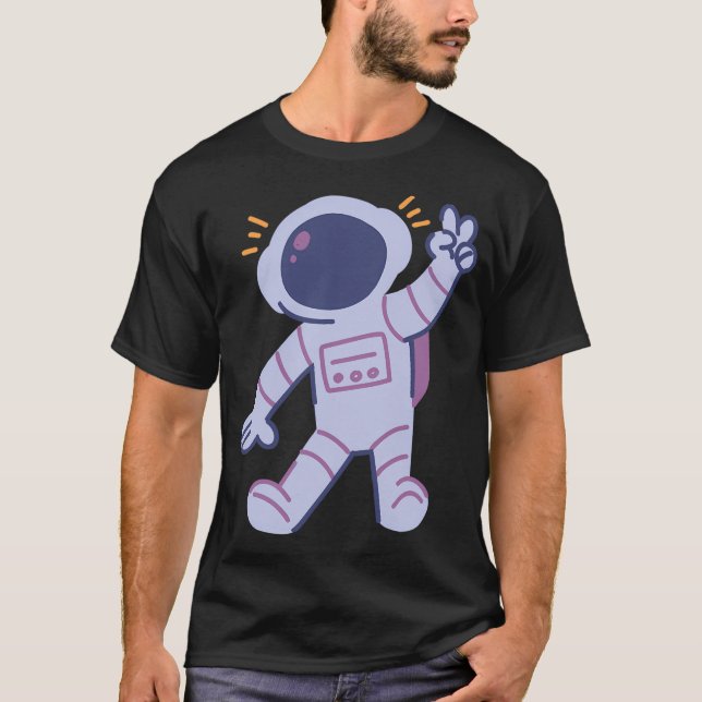Camiseta Astronauta Dando Sinal de Paz (Frente)