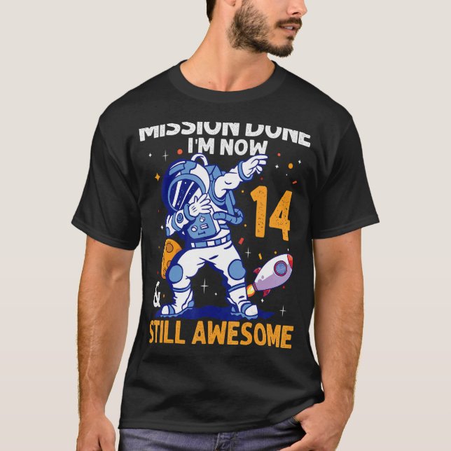 Camiseta Astronauta de 14 anos Planeta Espacial 14 de Astro (Frente)