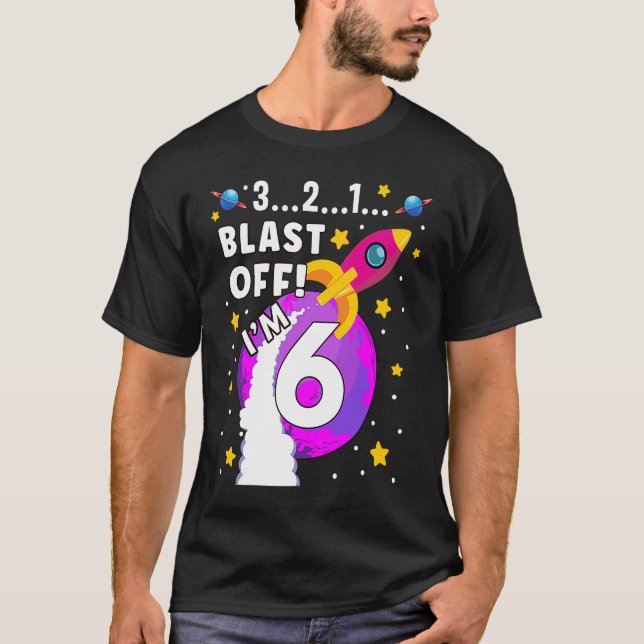 Camiseta Astronauta de 6 anos explodiu fora do espaço 6 Bir (Frente)
