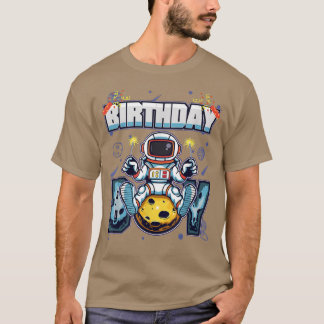 Camiseta Astronauta De Aniversário Na Lua Celebrando Ki