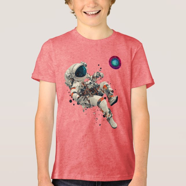 Camiseta Astronauta de Aventura Espacial Flutuante, Camisa- (Frente)