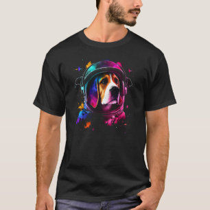 Camiseta Astronauta de Beagle no Espaço Cão Cosmic Explorer