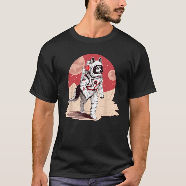 Camiseta Astronauta de Cachorro Engraçado de Marte rouco (Frente)