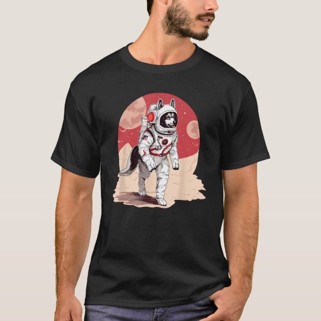 Camiseta Astronauta de Cachorro Engraçado de Marte rouco (Frente)