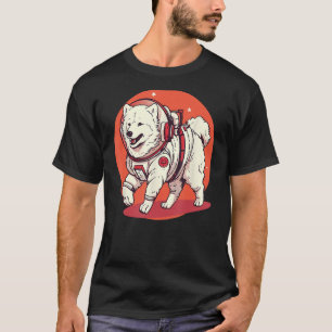 Camiseta Astronauta de Cachorro Engraçado Samoyed Mars