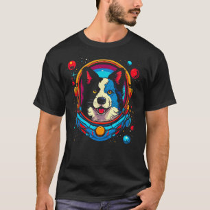 Camiseta Astronauta de Cão Collie Fronteira