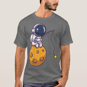 Camiseta Astronauta de Cartoon pescando o Planeta Espacial