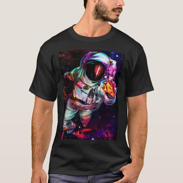 Camiseta Astronauta de cor profunda (Frente)
