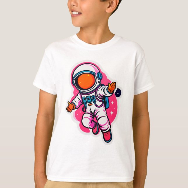 Camiseta Astronauta de desenho animado fofo (Frente)