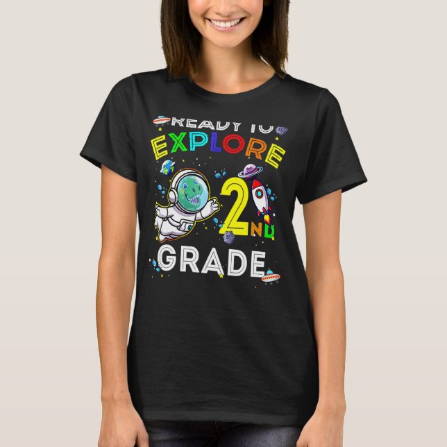 Camiseta Astronauta De Dino Espacial Pronta Para Explorar O (Frente)