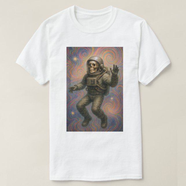 Camiseta Astronauta de Esqueleto Básico (Frente do Design)