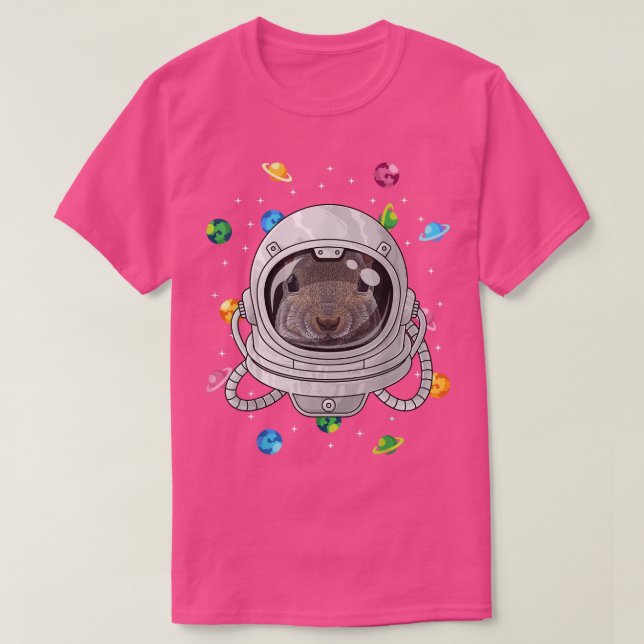 Camiseta Astronauta De Esquilo Profundo No Espaço Uni Cósmi (Frente do Design)