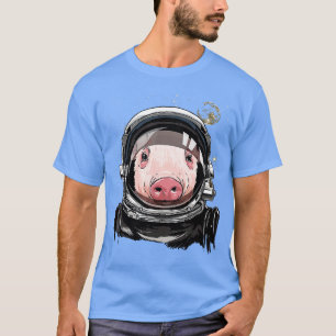 Camiseta Astronauta de Exploração Espacial do Porco Sobre