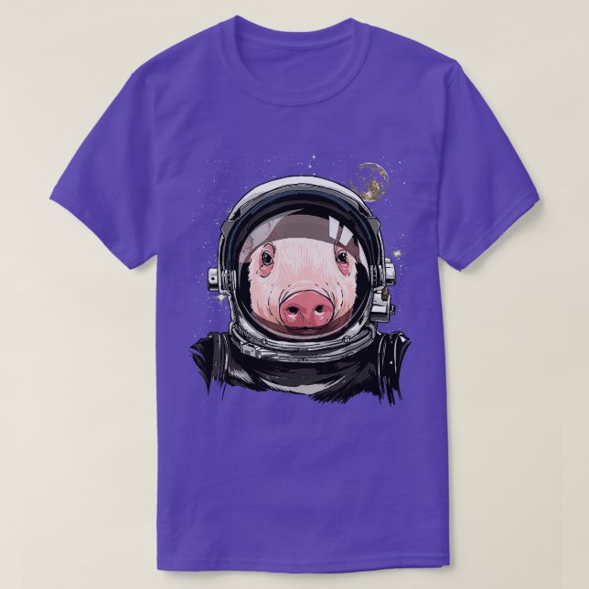 Camiseta Astronauta de Exploração Espacial do Porco Sobre (Frente do Design)