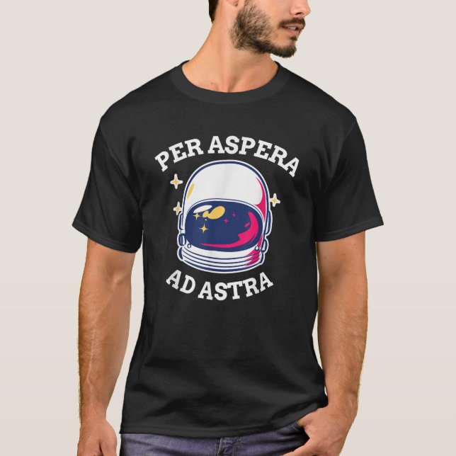 Camiseta Astronauta De Exploração Espacial Por Aspera Ad As (Frente)