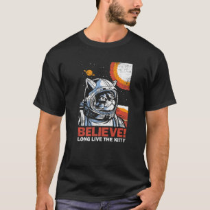 Camiseta Astronauta de Gato Acredita em Gatinho Espacial Ve